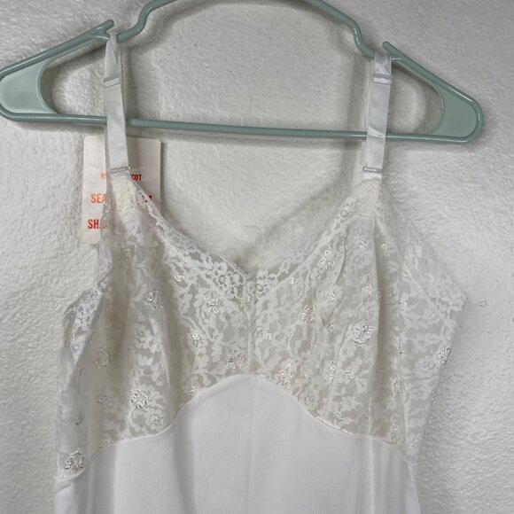 Vintage Fit Rite Lingerie Slip Dress Shadow Panel Babydoll Coquette White 34 NWT - Picture 5 of 13